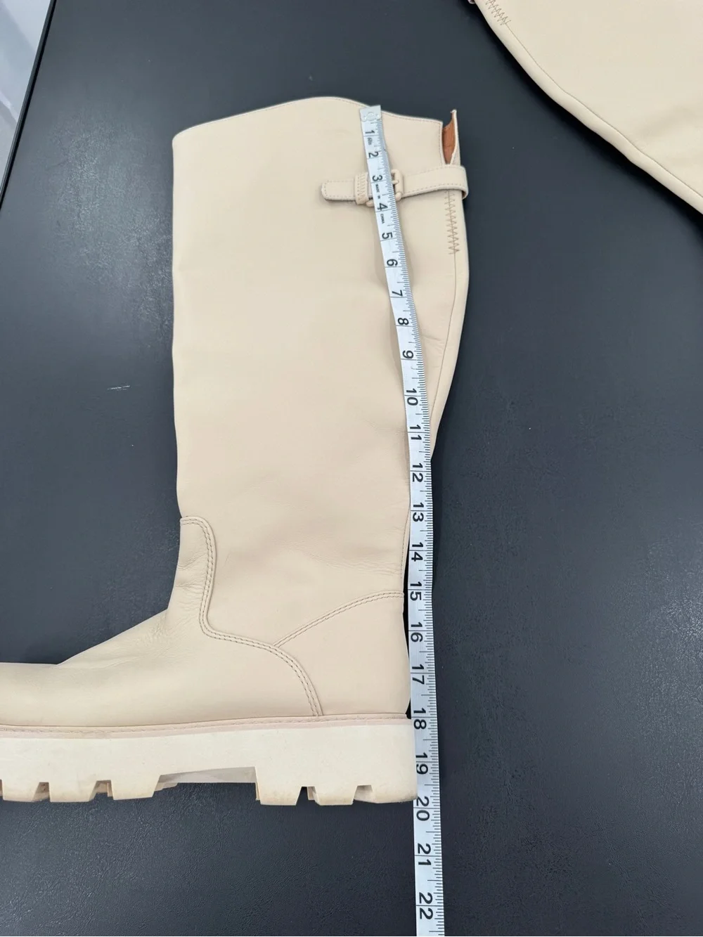 Franco Sarto Cream Knee High Lug Boots Moto Biker Light Goth Grunge Y2K size 8